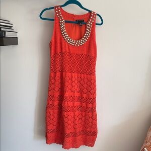 INC orange lace with silver decorative neckline